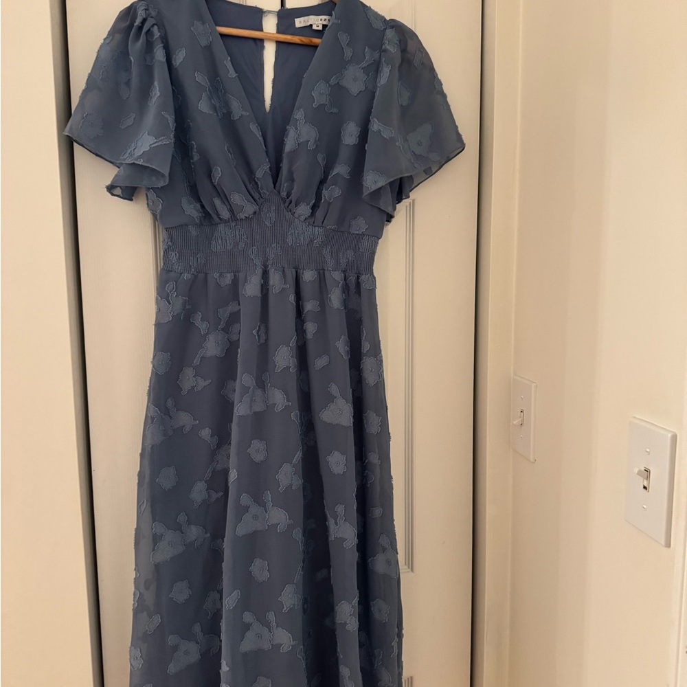 Baltic Born Blue Midi Dress with Floral Pattern